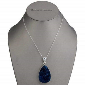.950 Fine Sterling Silver Cobalt Druse Pendant NEW